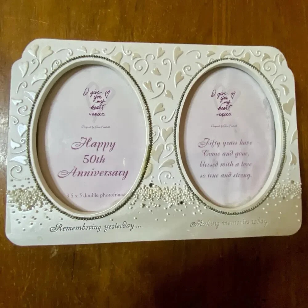 50th Anniversary Photo Frame Double Elegant Wedding Anniversary Gift Décor